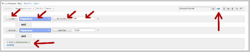 screenshot display showing where to set filters in google analytics