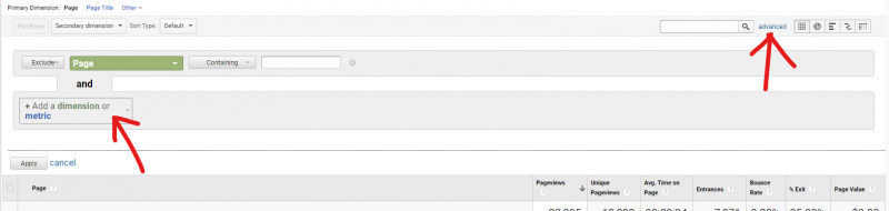 in this 'advanced' section we can start adding filters