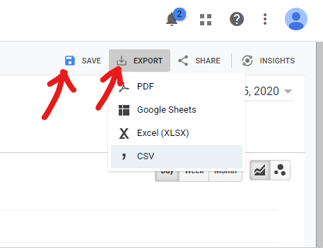 how to export and save this report